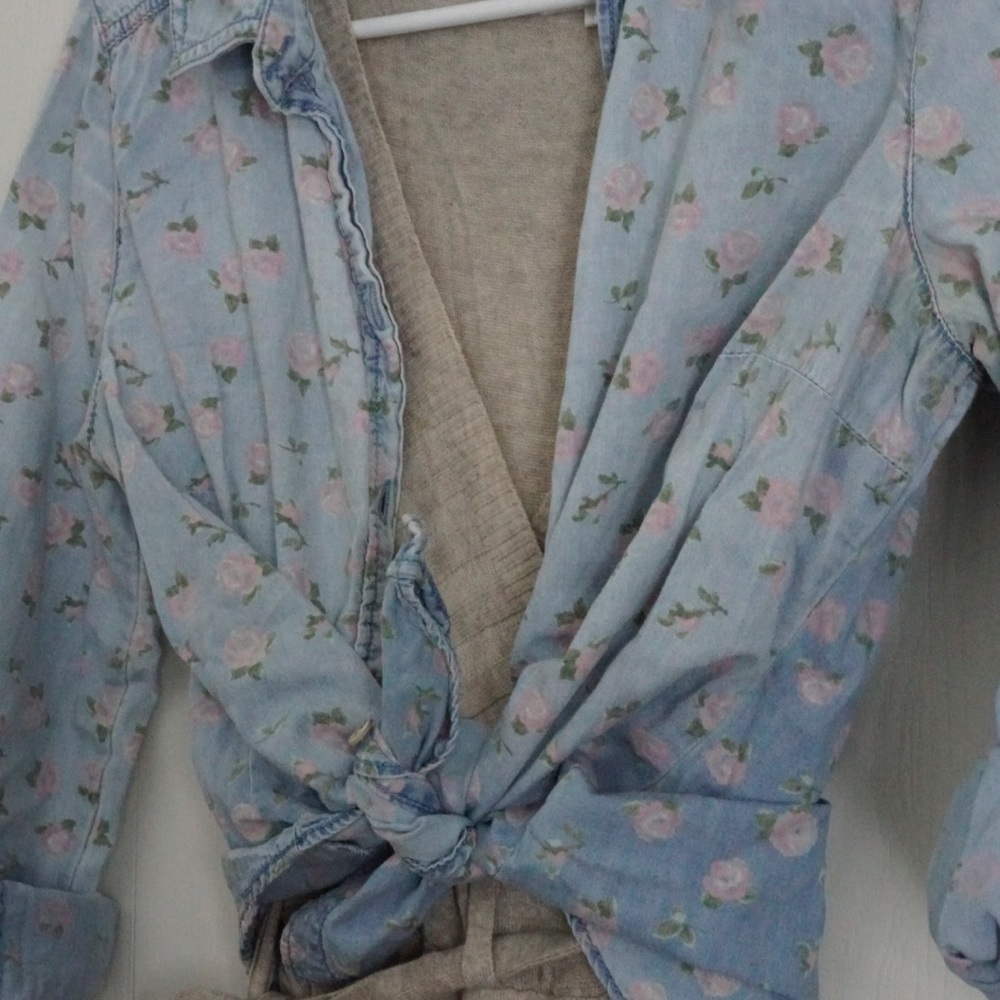 Lauren Conrad denim shirt with flowers
